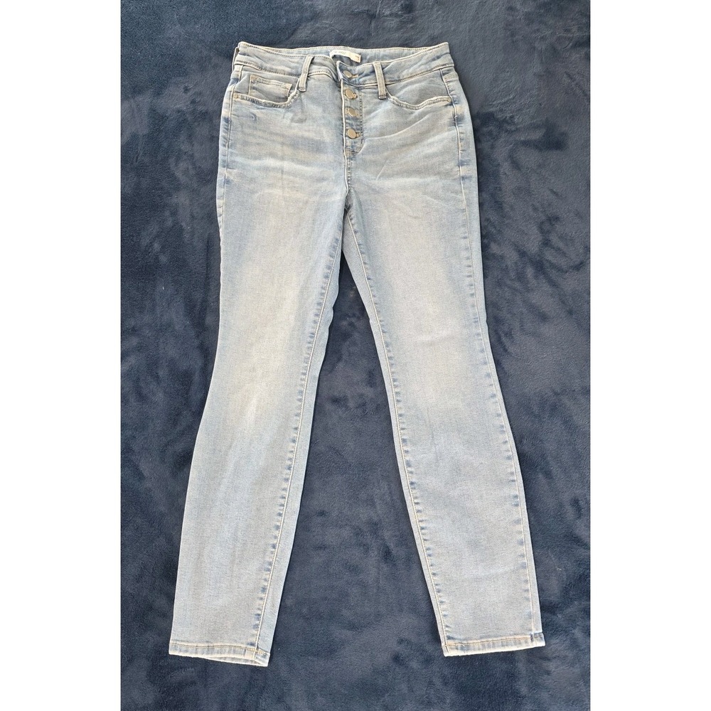 Nine West Womens Stretch Skinny Size 8 Button Fly Light Wash Denim Jeans